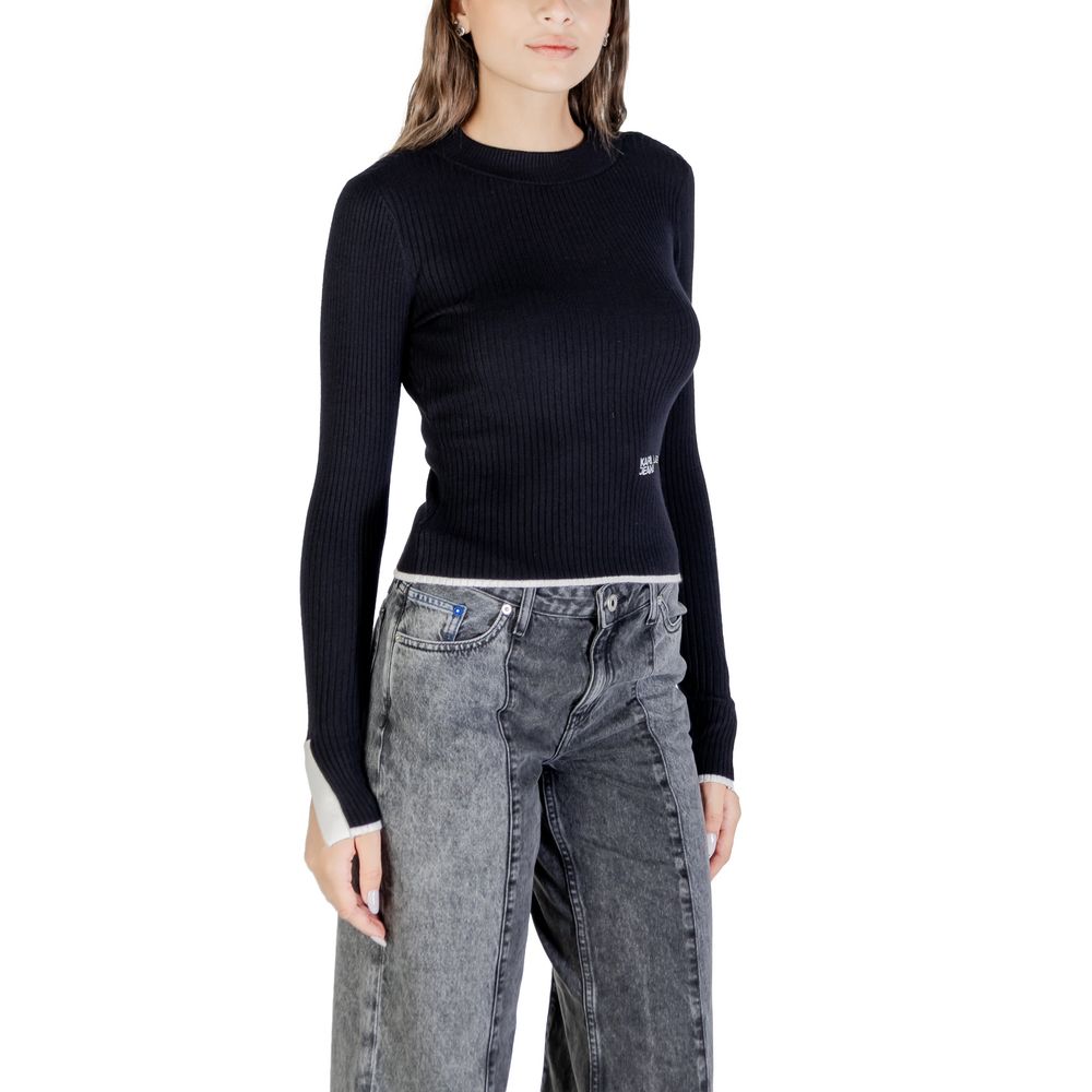 Sweatshirt by Karl Lagerfeld for women in polyamide polester viscose black showcases a slouchy chic silhouette, artfully detailed with a slouchy chic mock neckline and for a slouchy chic finish.