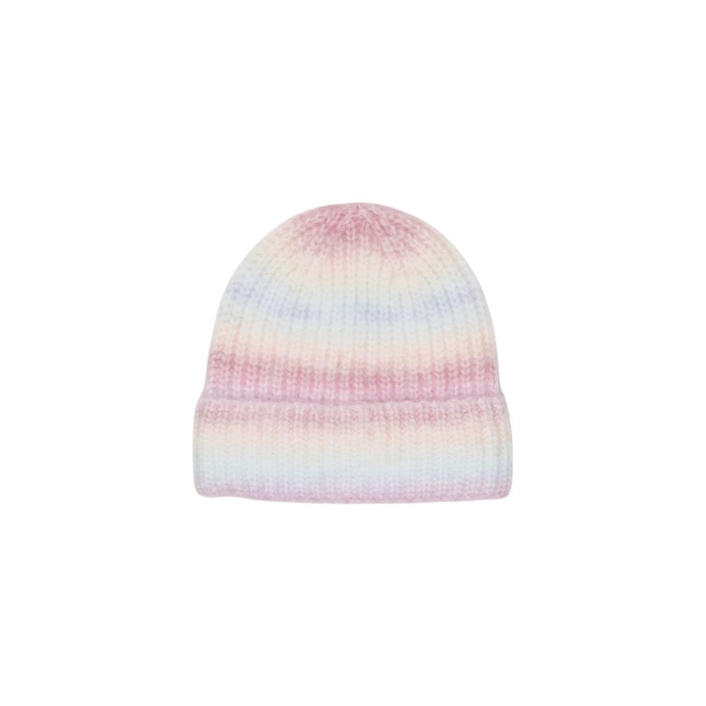 Hooded Beanie Hat by Pieces for women in marabou wool & polyester gradient & multicolor presents a sleek silhouette, showcasing the sleek texture and refined craftsmanship of the Lightweight Marabou Wool & Polyester Hooded Beanie Hat collection.