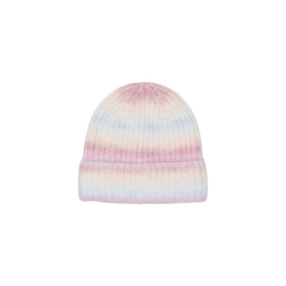 Hooded Beanie Hat by Pieces for women in marabou wool & polyester gradient & multicolor presents a sleek silhouette, showcasing the sleek texture and refined craftsmanship of the Lightweight Marabou Wool & Polyester Hooded Beanie Hat collection.