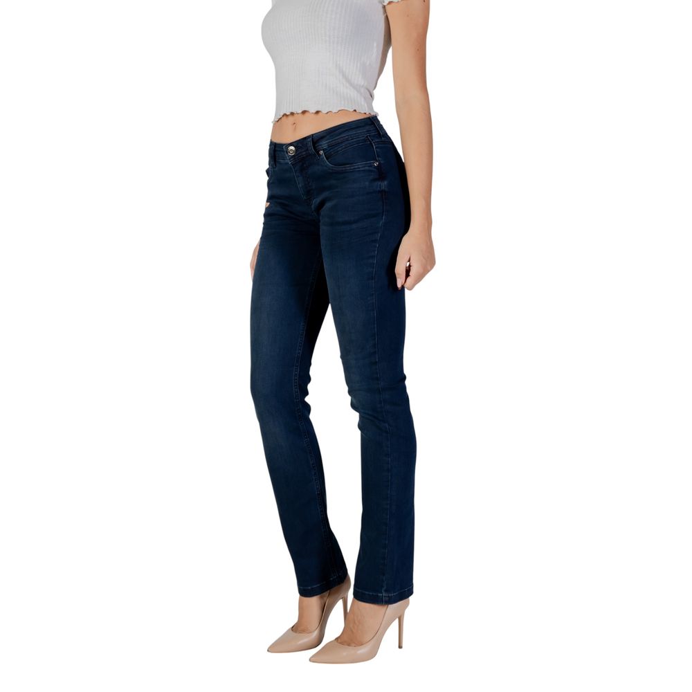 Jeans by Street One for women in stretch denim cotton blue features a polished silhouette with a polished skinny, regular-fit & slim, reaching a polished long and finished with a polished .