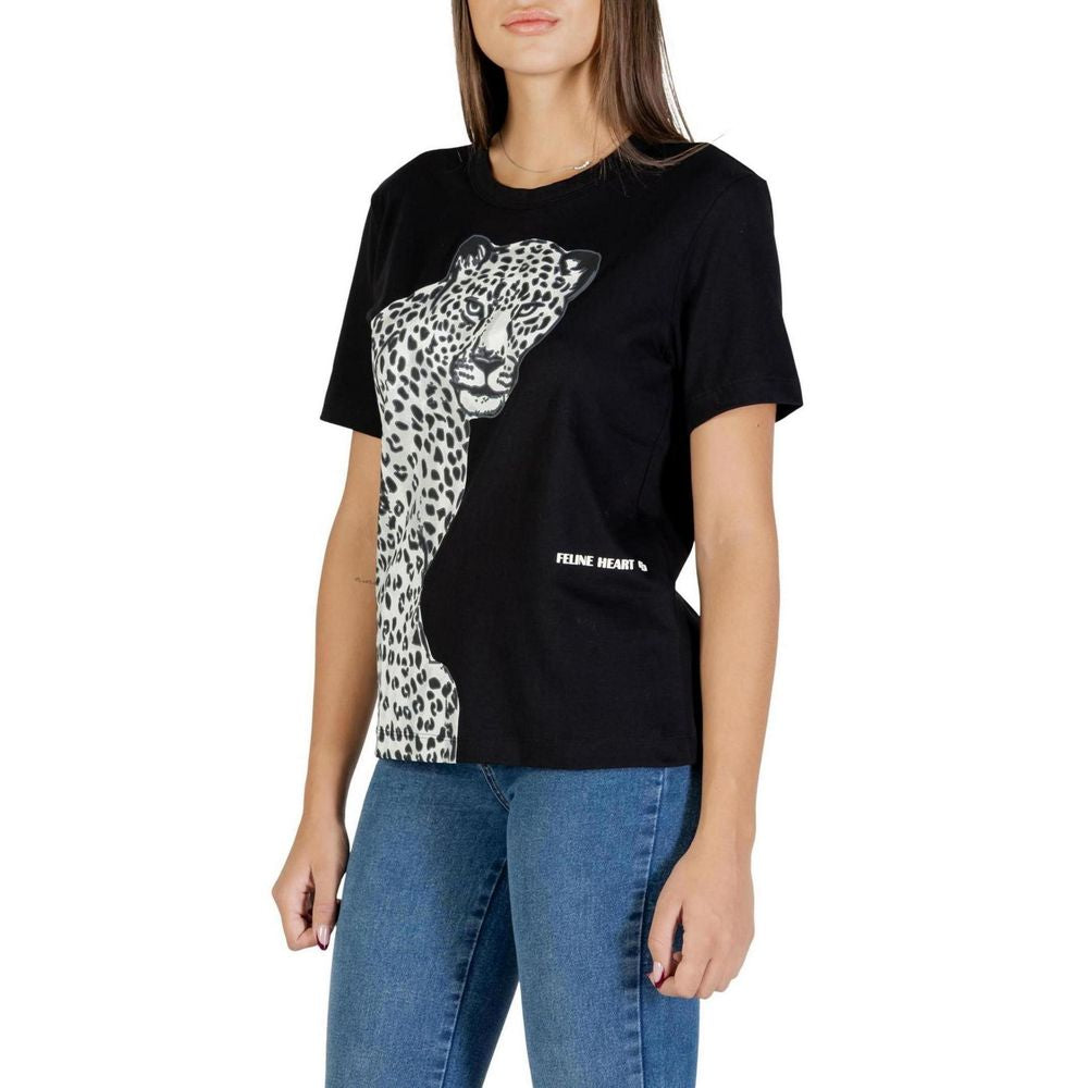 Colcci Women's Short-Sleeve Crew-Neck Cotton T-Shirt - Black Leopard Print