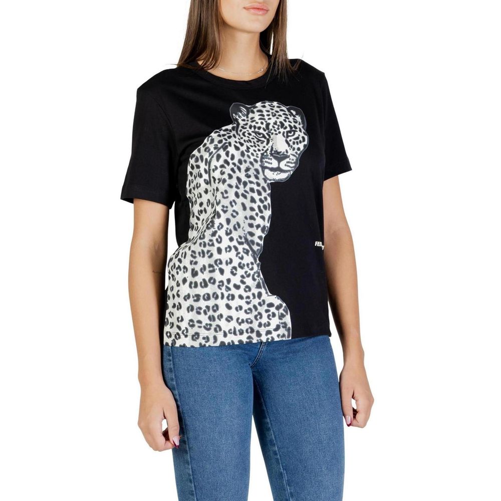 Colcci Women's Short-Sleeve Crew-Neck Cotton T-Shirt - Black Leopard Print