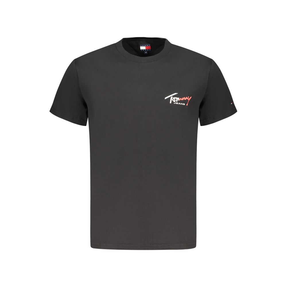 T-Shirt by Tommy Hilfiger for men in cotton black showcases a dramatic silhouette, elegantly detailed with a dramatic crew neckline and short-sleeve for a truly dramatic finish.