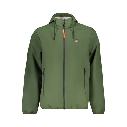Hooded Windbreaker Jacket by Norway 1963 for men in polyester green features an stylish silhouette, showcasing a sophisticated hooded neckline and performance-driven pockets, hooded & windproof for a premium, stylish look.