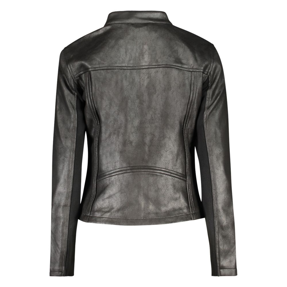 Jacket by Desigual for women in leather & stretch polyester black & sand features a smart silhouette, perfectly accentuated by its unique and functional pockets for a smart finish.