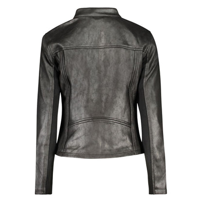 Jacket by Desigual for women in leather & stretch polyester black & sand features a smart silhouette, perfectly accentuated by its unique and functional pockets for a smart finish.
