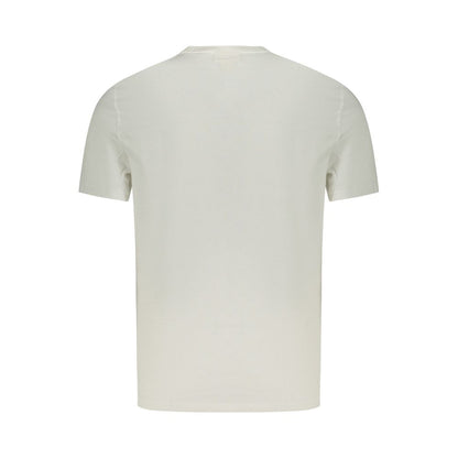 T-Shirt by Calvin Klein for men in cotton white & print features an edgy silhouette, meticulously detailed with a sophisticated and for a truly edgy finish.
