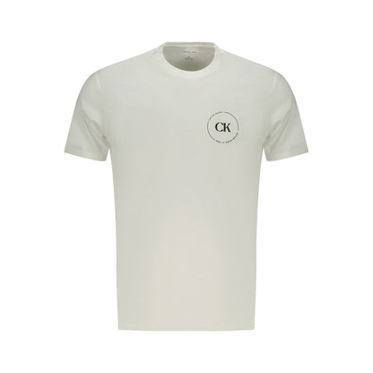 T-Shirt by Calvin Klein for men in cotton canvas white showcases a unassuming silhouette, artfully detailed with a refined crew neckline and unassuming for a sophisticated, contemporary look.