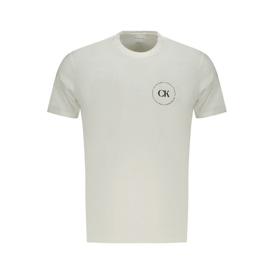 T-Shirt by Calvin Klein for men in cotton canvas white showcases a unassuming silhouette, artfully detailed with a refined crew neckline and unassuming for a sophisticated, contemporary look.