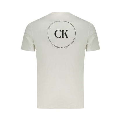 T-Shirt by Calvin Klein for men in cotton canvas white showcases a dramatic silhouette, elegantly detailed with a dramatic and for a truly dramatic finish.