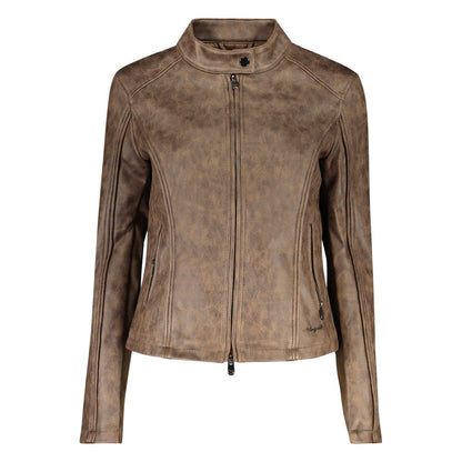 Desigual Women's Biker Stretch Polyester Polyurethane Jacket - Brown
