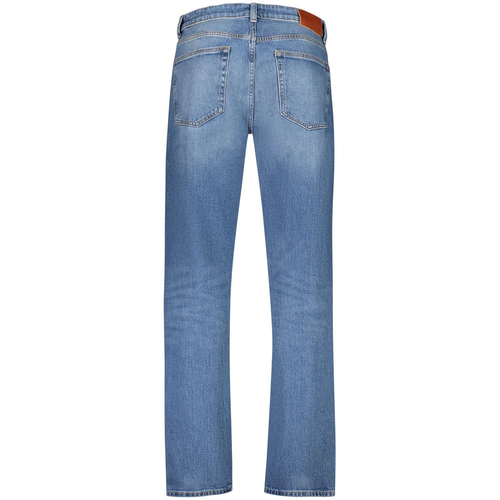 Jeans by Tommy Hilfiger for men in stretch denim cotton blue features an refined tailoring silhouette, showcasing a premium tapered-leg & regular-fit with a and long cut for a refined tailoring look.