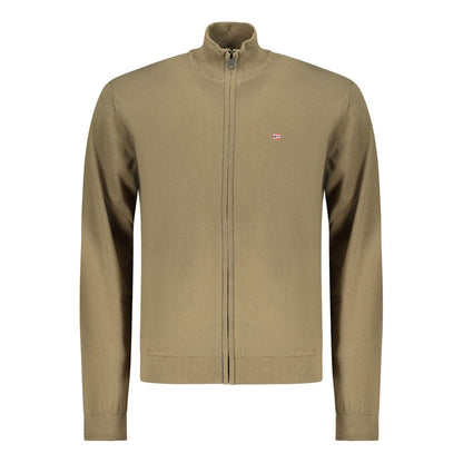 Cardigan by Napapijri for men in cotton green features a nuanced silhouette with a refined high-neck neckline and nuanced detailing for a sophisticated look.