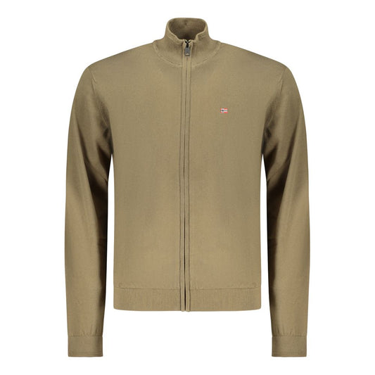 Cardigan by Napapijri for men in cotton green features a nuanced silhouette with a refined high-neck neckline and nuanced detailing for a sophisticated look.