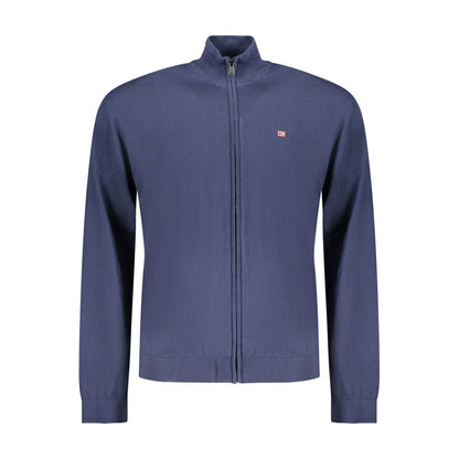 Cardigan by Napapijri for men in cotton blue showcases a captivating silhouette, artfully detailed with a captivating and high-neck neckline for a truly sophisticated captivating look.