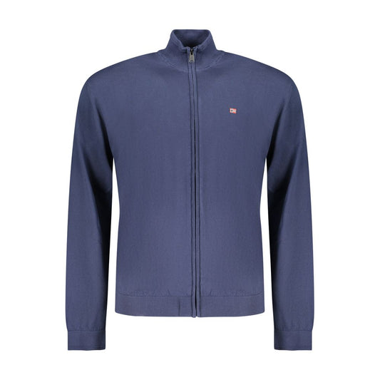Cardigan by Napapijri for men in cotton blue showcases a captivating silhouette, artfully detailed with a captivating and high-neck neckline for a truly sophisticated captivating look.