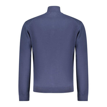 Cardigan by Napapijri for men in cotton blue features an impeccable silhouette, showcasing a sophisticated high-neck neckline and detail for a truly impeccable finish.