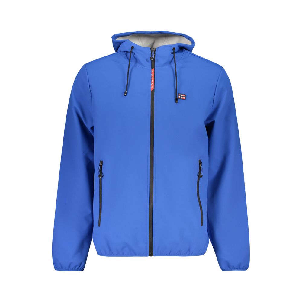 Hooded Windbreaker Jacket by Norway 1963 for men in polyester blue features an magnificent silhouette, showcasing the sophisticated hooded neckline and functional pockets, hooded & windproof for a premium, magnificent look.