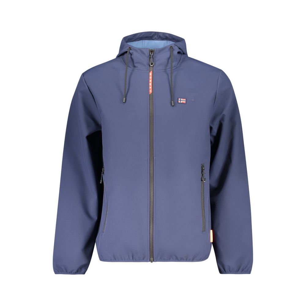 Hooded Windbreaker Jacket by Norway 1963 for men in polyester blue & signature showcases a urban chic silhouette, detailed with a urban chic hooded neckline and functional pockets, hooded & windproof for a polished finish.