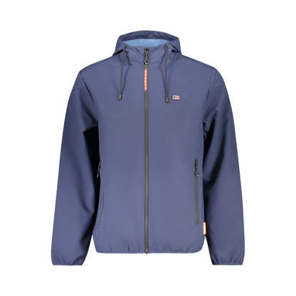 Hooded Windbreaker Jacket by Norway 1963 for men in polyester blue & signature showcases a urban chic silhouette, detailed with a urban chic hooded neckline and functional pockets, hooded & windproof for a polished finish.