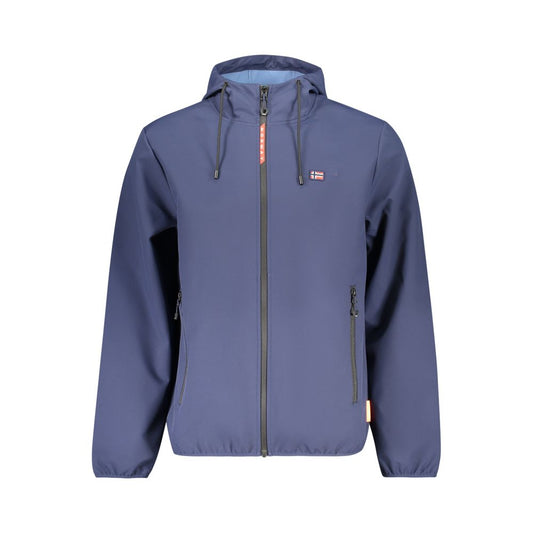 Hooded Windbreaker Jacket by Norway 1963 for men in polyester blue & signature showcases a urban chic silhouette, detailed with a urban chic hooded neckline and functional pockets, hooded & windproof for a polished finish.