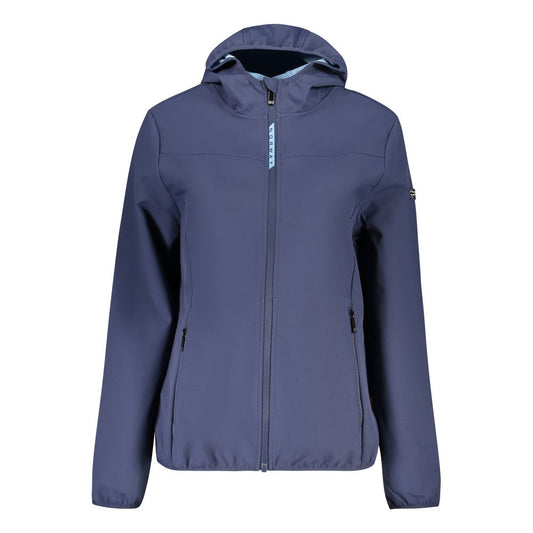 Hooded Windbreaker Jacket by Norway 1963 for women in polyester blue features an enduring silhouette, showcasing technical pockets, hooded & windproof and a sophisticated hooded neckline for a truly enduring aesthetic.