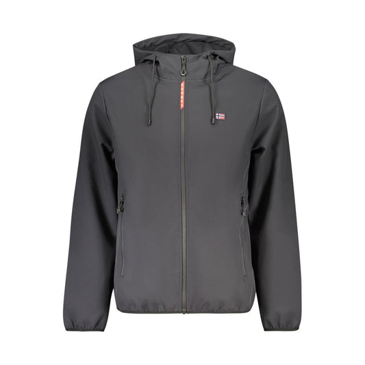 Hooded Windbreaker Jacket by Norway 1963 for men in polyester black features an stylish silhouette, showcasing a sophisticated hooded neckline and performance-driven pockets, hooded & windproof for a premium, stylish look.