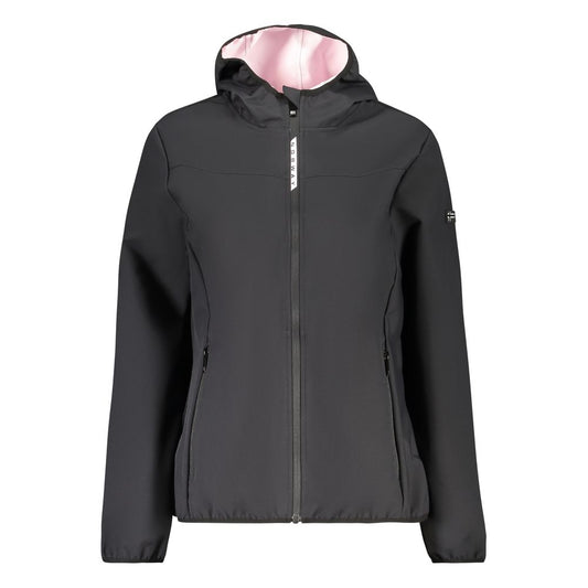 Hooded Windbreaker Jacket by Norway 1963 for women in polyester black features an stylish silhouette, showcasing a sophisticated hooded neckline and performance-driven pockets, hooded & windproof for a premium, stylish look.