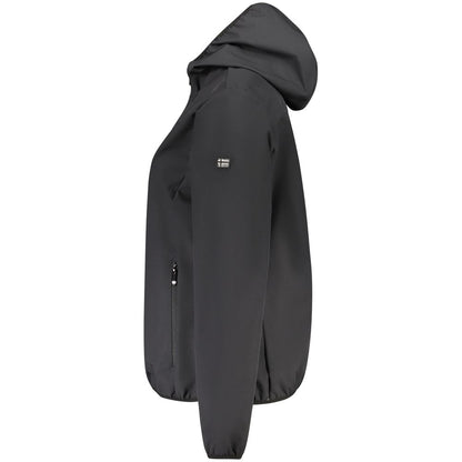 Hooded Windbreaker Jacket by Norway 1963 for women in polyester black showcases a modern silhouette, integrating pockets, hooded & windproof and a modern for a sophisticated finish.