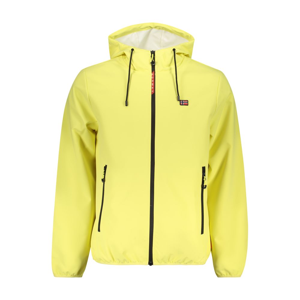 Hooded Windbreaker Jacket by Norway 1963 for men in polyester yellow presents a resilient silhouette, artfully detailed with a sophisticated hooded neckline and functional pockets, hooded & windproof for a resilient finish.
