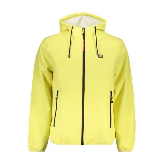 Hooded Windbreaker Jacket by Norway 1963 for men in polyester yellow presents a resilient silhouette, artfully detailed with a sophisticated hooded neckline and functional pockets, hooded & windproof for a resilient finish.