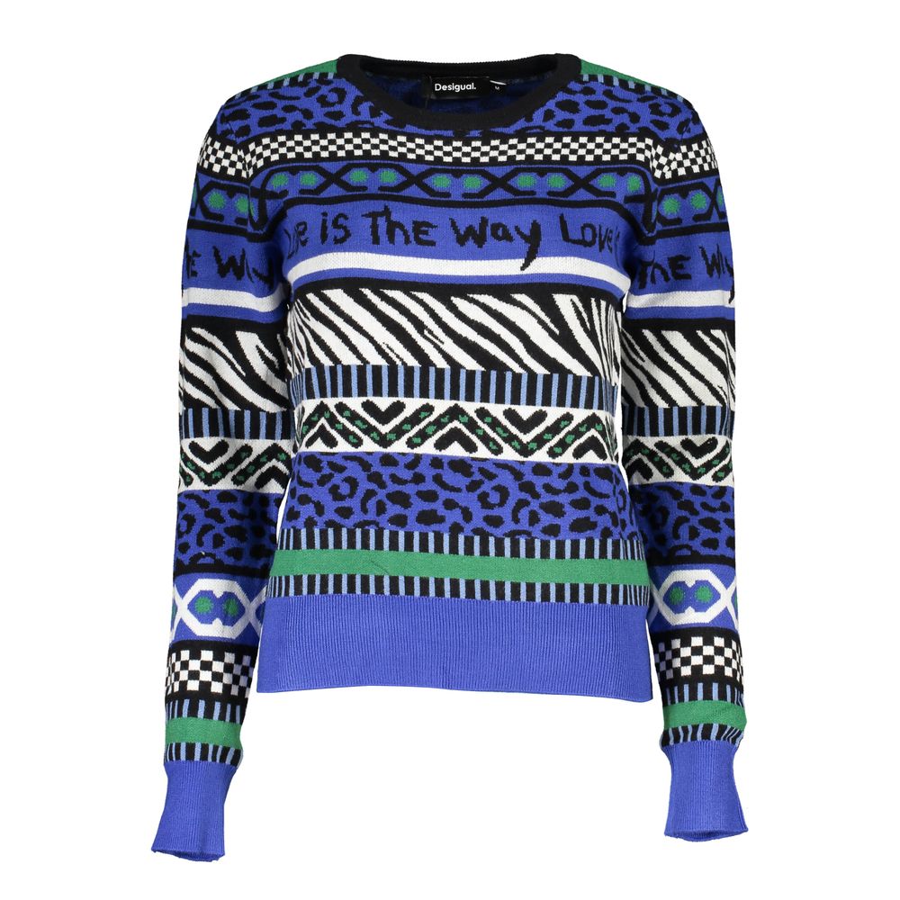 Sweatshirt by Desigual for women in polyamide polyester viscose blue presents a smart casual silhouette, featuring a smart casual wrap neckline and for a sophisticated look.