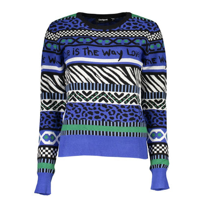 Sweatshirt by Desigual for women in polyamide polyester viscose blue presents a smart casual silhouette, featuring a smart casual wrap neckline and for a sophisticated look.