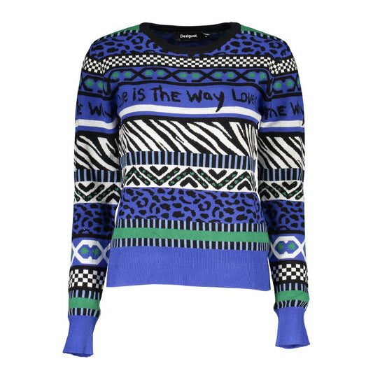 Sweatshirt by Desigual for women in polyamide polyester viscose blue presents a smart casual silhouette, featuring a smart casual wrap neckline and for a sophisticated look.