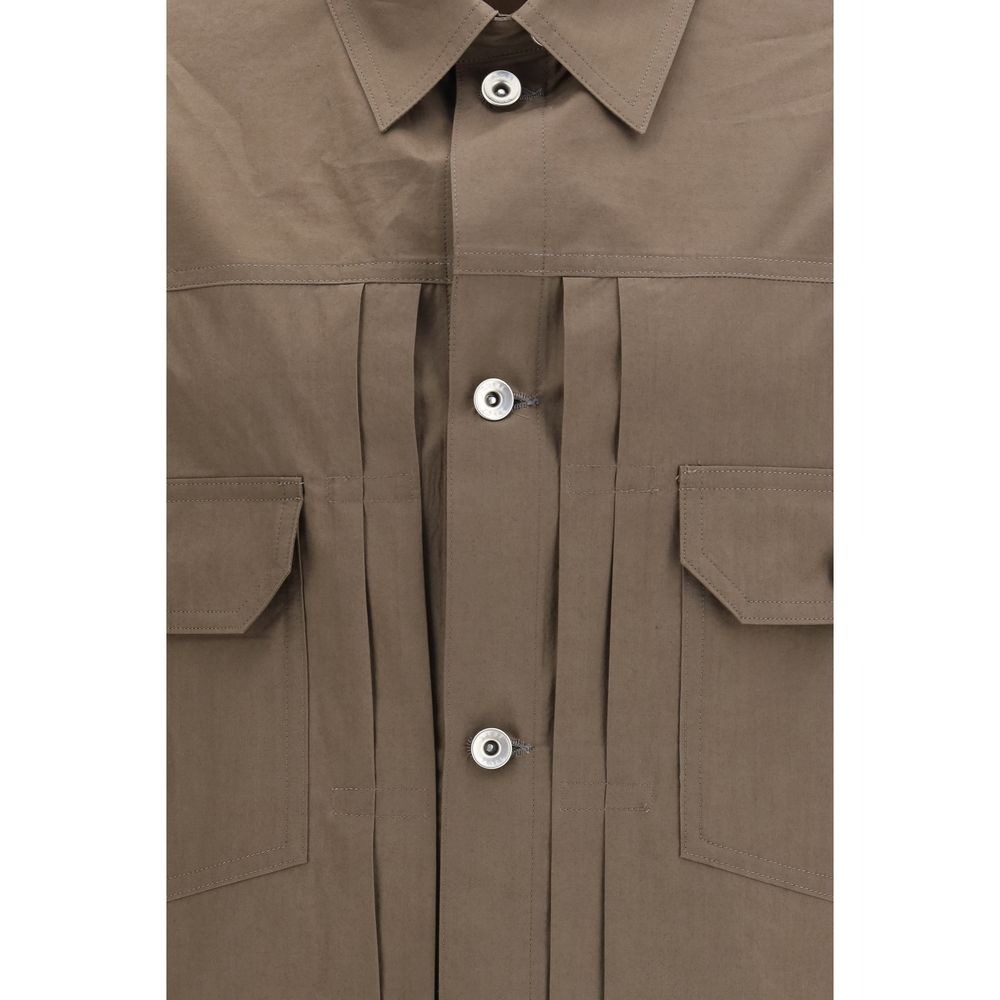 Jacket by Sacai for men in cotton bicolour showcases a contemporary silhouette, detailed with a contemporary and premium pockets for a sophisticated finish.