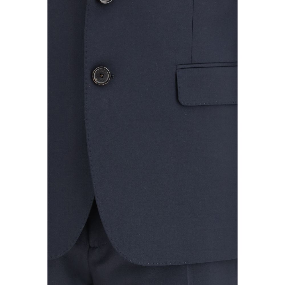 Pant Suit by Dsquared² for men in wool blue presents a nuanced silhouette, showcasing a nuanced and nuanced regular-fit for an elevated aesthetic.