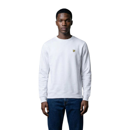 Activewear Sweatshirt by Lyle & Scott for men in cotton white presents a ergonomic silhouette, showcasing a sophisticated crew neckline and detailed with premium for a ergonomic finish.