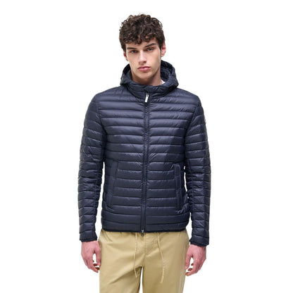 Hooded Windbreaker Jacket by Colmar Originals for men in polyamide blue showcases a urban chic silhouette, detailed with a urban chic hooded neckline and functional lightweight, pockets, hooded, insulated & windproof for a polished finish.