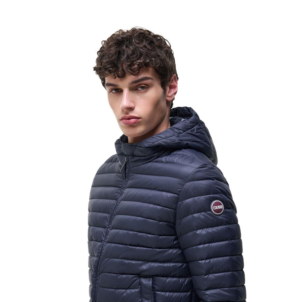 Hooded Windbreaker Jacket by Colmar Originals for men in polyamide blue showcases a modern silhouette, integrating lightweight, pockets, hooded, insulated & windproof and a modern hooded neckline for a sophisticated finish.