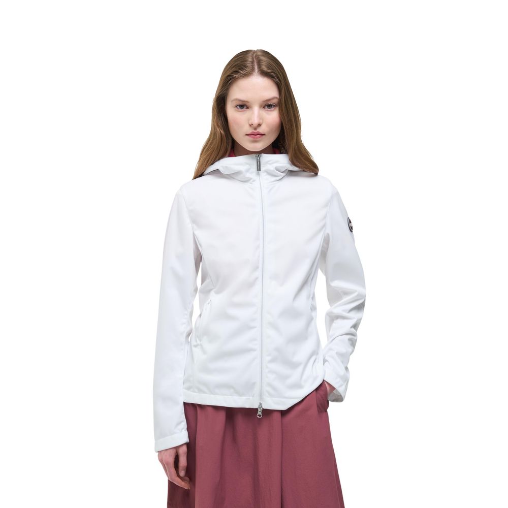 Hooded Windbreaker Jacket by Colmar Originals for women in polyester white presents a resilient silhouette, artfully detailed with a sophisticated hooded neckline and functional hooded & windproof for a resilient finish.