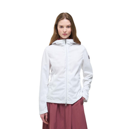 Hooded Windbreaker Jacket by Colmar Originals for women in polyester white presents a resilient silhouette, artfully detailed with a sophisticated hooded neckline and functional hooded & windproof for a resilient finish.