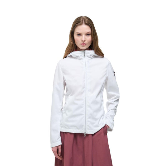 Hooded Windbreaker Jacket by Colmar Originals for women in polyester white presents a resilient silhouette, artfully detailed with a sophisticated hooded neckline and functional hooded & windproof for a resilient finish.