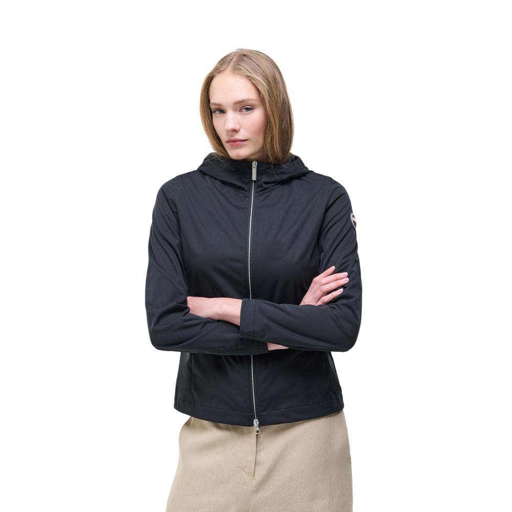 Hooded Windbreaker Jacket by Colmar Originals for women in polyester black presents a resilient silhouette, artfully detailed with a sophisticated hooded neckline and functional hooded & windproof for a resilient finish.