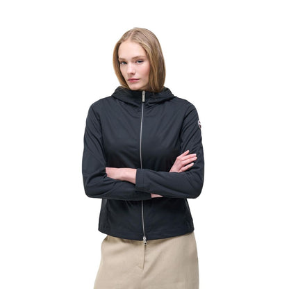 Hooded Windbreaker Jacket by Colmar Originals for women in polyester black presents a resilient silhouette, artfully detailed with a sophisticated hooded neckline and functional hooded & windproof for a resilient finish.