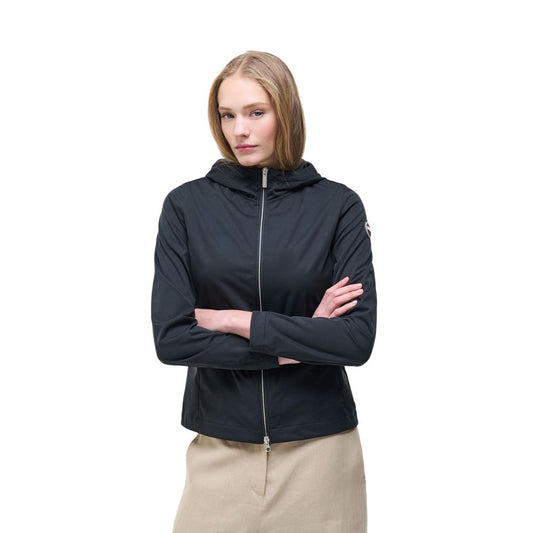 Hooded Windbreaker Jacket by Colmar Originals for women in polyester black presents a resilient silhouette, artfully detailed with a sophisticated hooded neckline and functional hooded & windproof for a resilient finish.