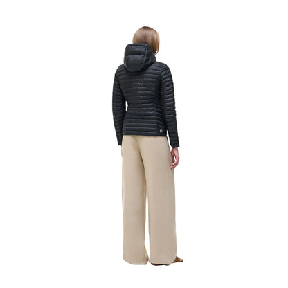 Hooded Overcoat by Colmar Originals for women in polyamide black showcases a architectural silhouette, artfully detailed with a distinctive hooded neckline and functional lightweight, pockets, hooded & insulated for a architectural finish.