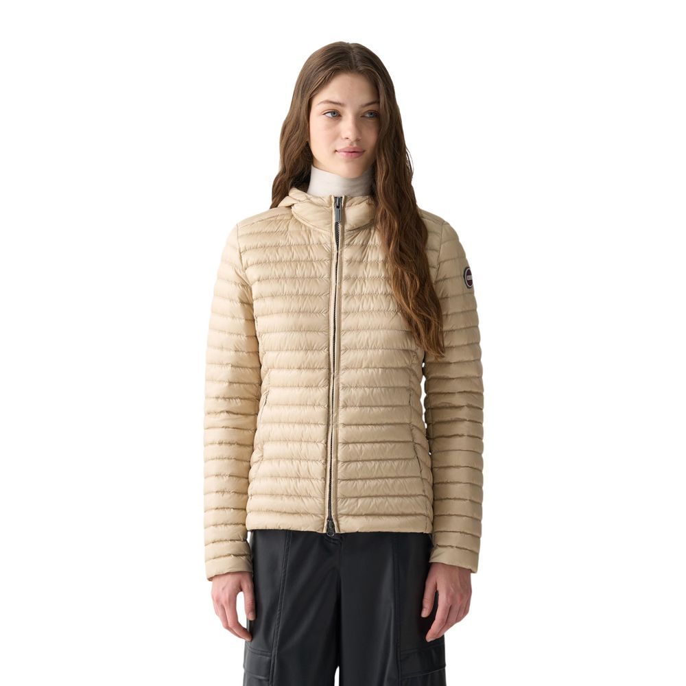 Hooded Overcoat by Colmar Originals for women in polyamide beige features an voluminous silhouette, showcasing distinct lightweight, pockets, hooded & insulated and a voluminous hooded neckline for a truly voluminous aesthetic.