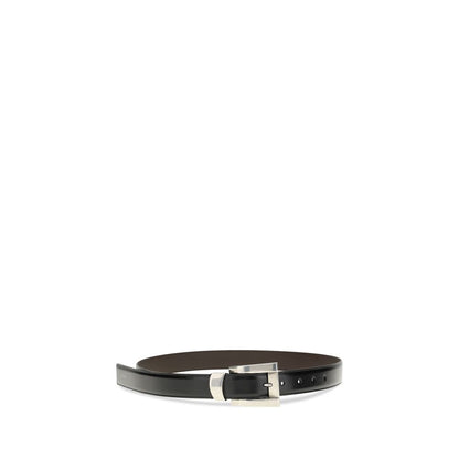 Belt by Versace for women in bos taurus calf leather black & palladium features a bohemian chic silhouette, showcasing the bohemian chic Bos Taurus Calf Leather Belt design with a sophisticated bohemian chic finish.