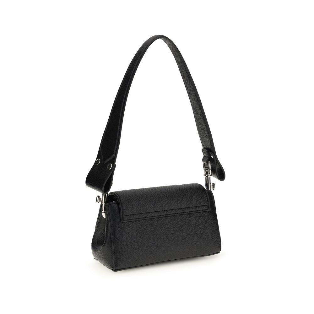 2-in-1 Shoulder & Crossbody Flap Bag by Vivienne Westwood for women in polyester polyurethane tu suede leather black & silver features a enviable silhouette, showcasing a secure flap, ample , and enviable crossbody-strap, shoulder-strap & handle for a enviable finish.