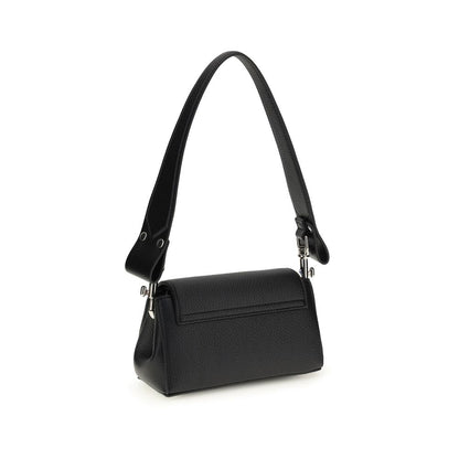 2-in-1 Shoulder & Crossbody Flap Bag by Vivienne Westwood for women in polyester polyurethane tu suede leather black & silver features a enviable silhouette, showcasing a secure flap, ample , and enviable crossbody-strap, shoulder-strap & handle for a enviable finish.